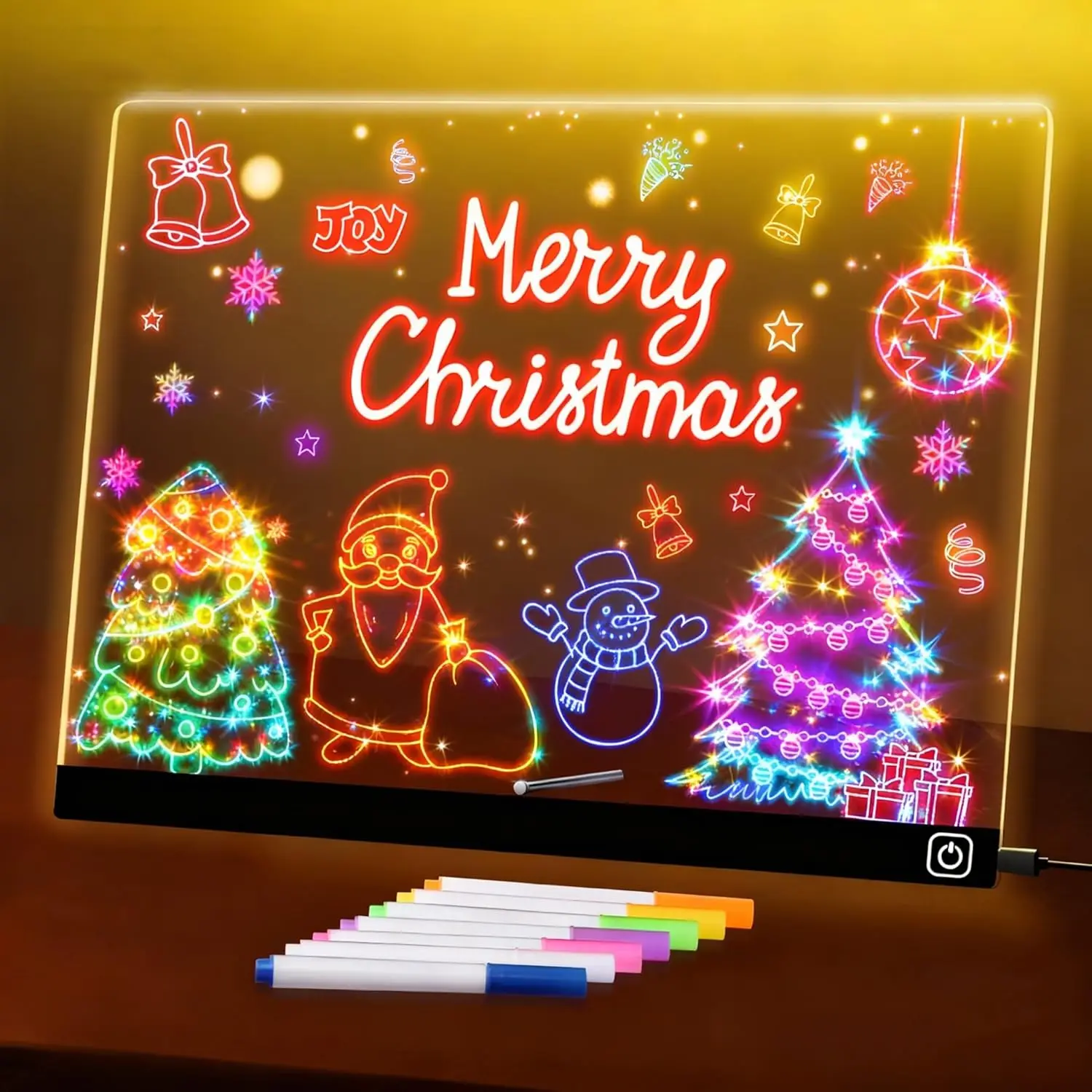 Bacheca per appunti a LED con luce notturna colorata 7 penne Bacheca in acrilico fai-da-te Tavolo da disegno per bambini Regalo di compleanno per bambini