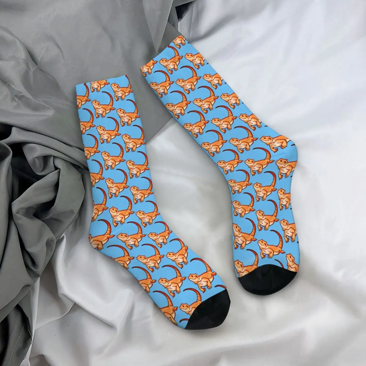 Blue Bearded Dragon Lizard Crawling Pets Socks Male Mens Women Spring Stockings Printed