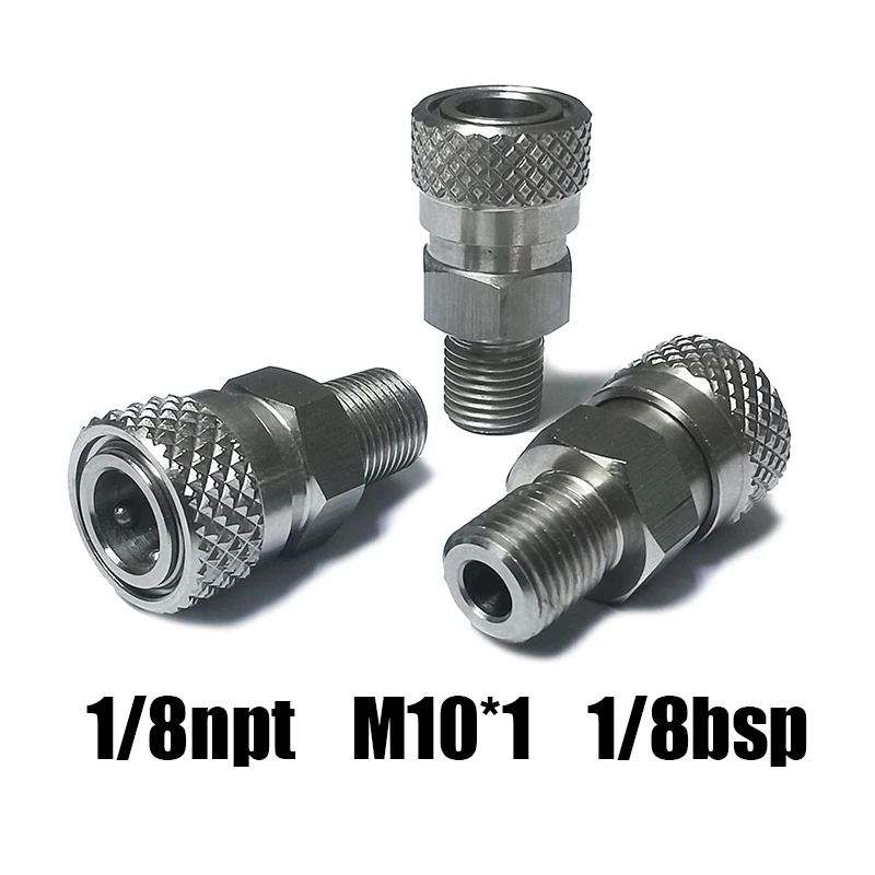 HPA  Air Quick Disconnect Male Female Adaptor 8mm Fill Nipple High Pressure 1/8NPT 1/8BSP M10*1 M8*1 Stainless Steel