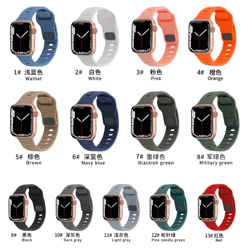 Silicone Strap For Apple Watch band 49mm 45mm 41mm Rubber bracelet 40mm 44mm 38mm 42mm for iWatch series 3 5 6 se 7 8 Ultra band