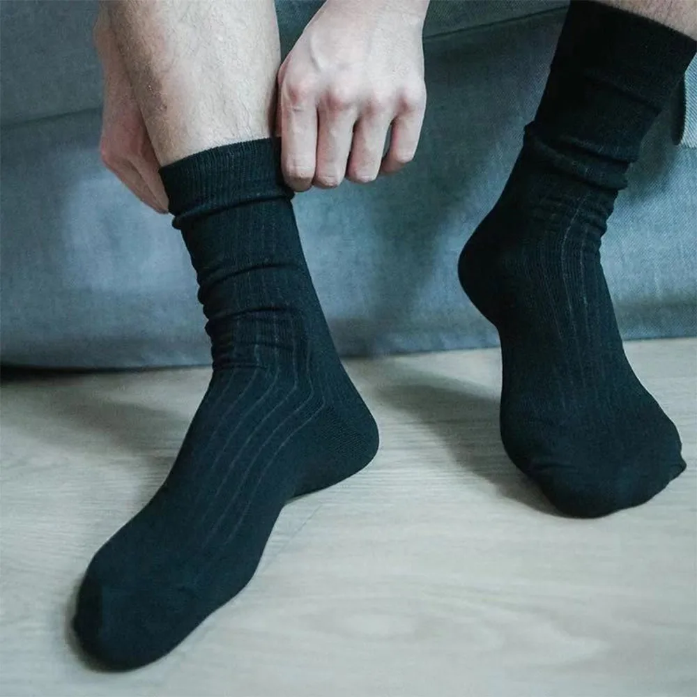 Stockings Mens Socks 1 Pair Black/White Breathable Casual Comfortable Cotton Crew Sock Fashion One Size Simple