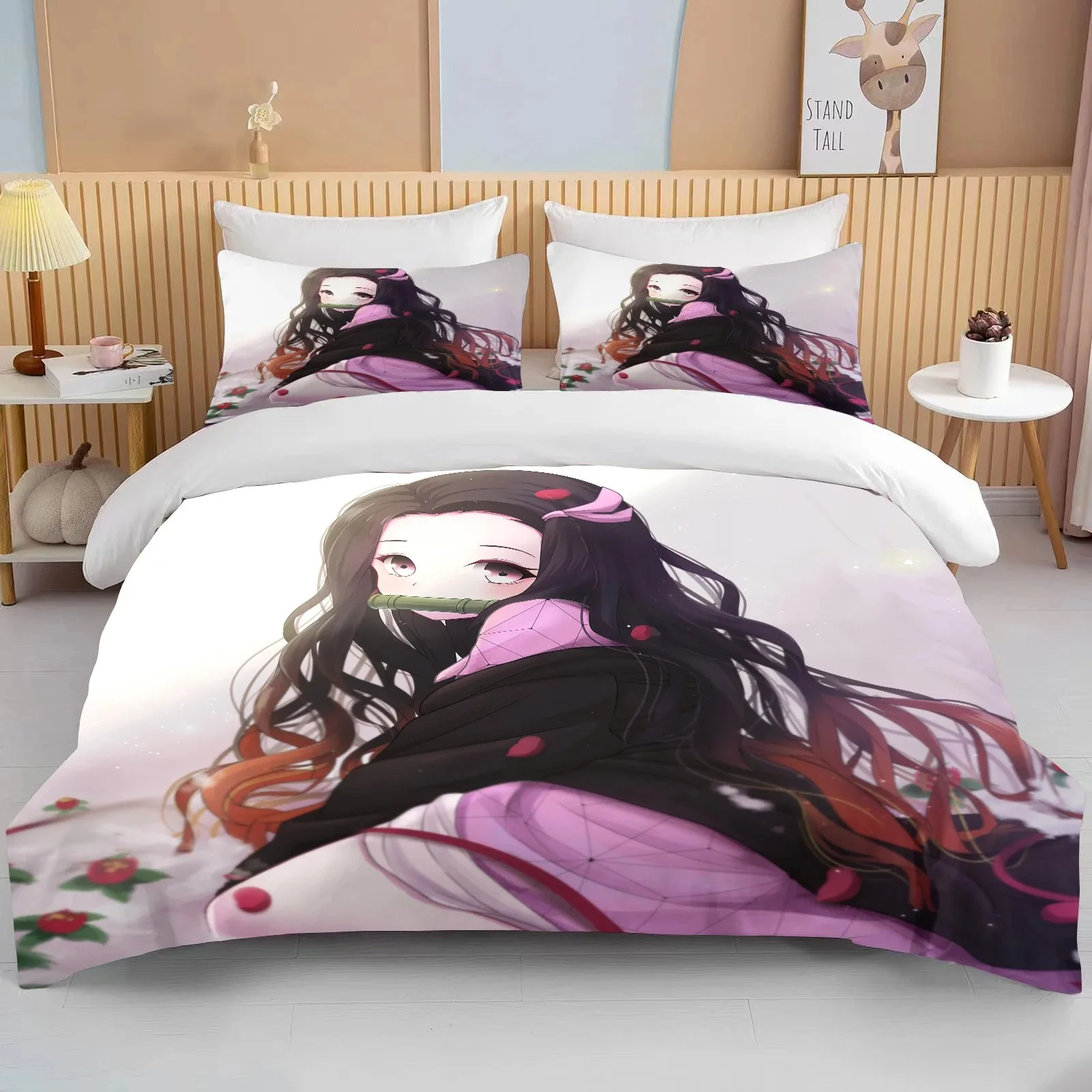 

Nezuko Kamado Bedding Set Anime Demon Slayer Duvet Cover Comforter Bed Linen Single Twin Full Queen Size 3d Kids Girl Boys Gift