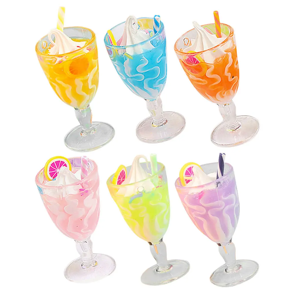 

6pcs Mini Ice Cream Goblet For Dollhouse Kitchen Decor Fake Food Ornament Set Pretend Montessori Style Educational