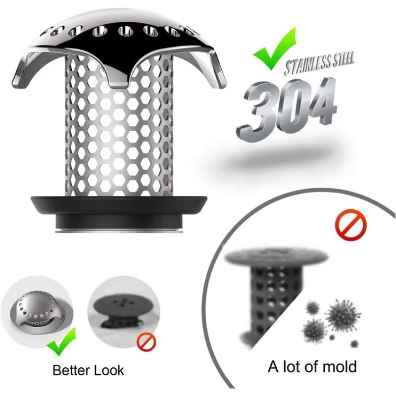 Bath Tub Anti-rust Drain Protector Hair Catcher Stainless Steel Bathtub Sink Hair Catcher 1.25