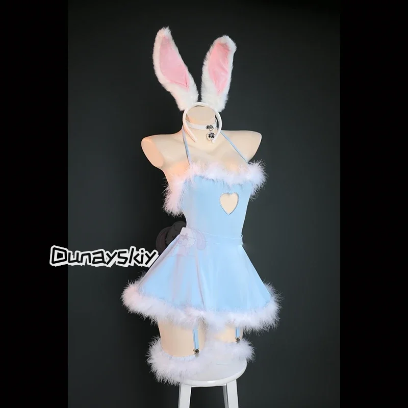 CosplayFurry Rabbit Cosplay Women's Sexy Dresses Custumes S-XL Hollow Halter Kawaii Lolita Skirt French Maid Anime Role-play Par