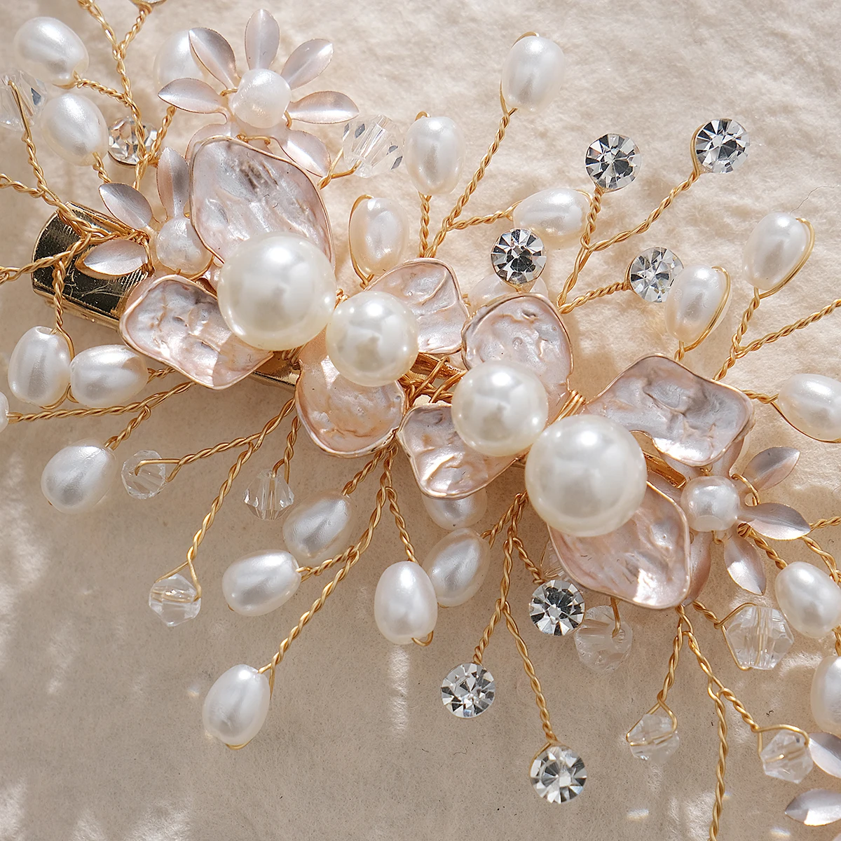 Handmade Pearl Hair Clips Alloy Flower Side Clips Bridal Jewelry Bridal Wedding Hair Pins Headdress Gift for Friend and Family image 5