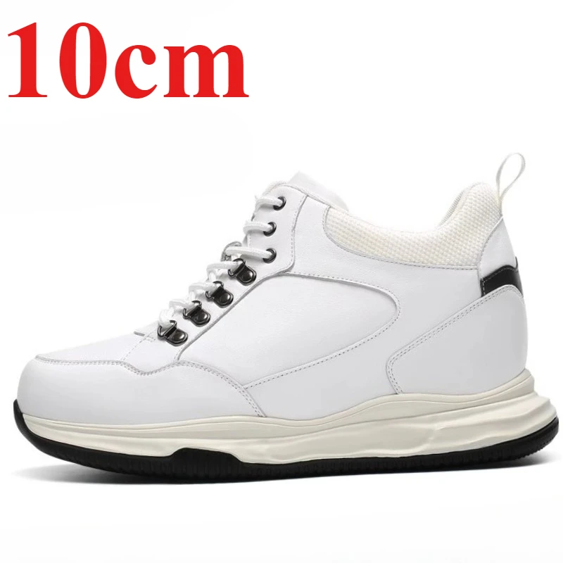 Invisible Board Shoes for Men's 10cm Outdoors Sports Casual Sneakers Height Increasing Shoes Genuine Leather Male Elevated Shoes