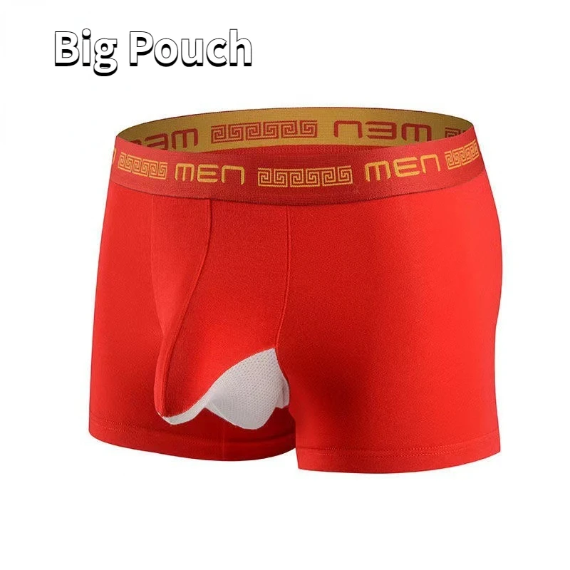 

Man Red Underwear Breathable Scrotum Underpants Outdoor Sport Boxers Enhancing Lingerie Summer Boys Bulge Pouch Hollow Briefs