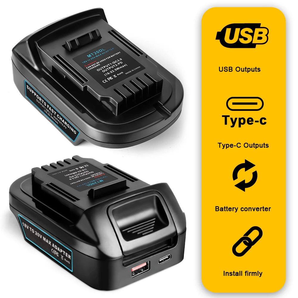 Waitley Battery Adapter for Makita 18V conversion compatible with Dewalt 18V / 20V Power Tool Batteries Accessories DCB200