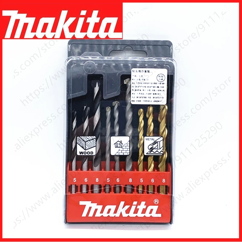 

Набор сверл Makita D-16405, 9 предметов, из быстрорежущей стали, для дерева, бетона, металла, прочные и долговечные инструменты, насадки