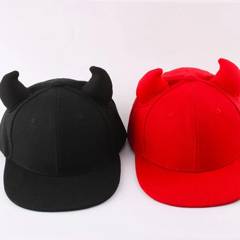 الوالدين والطفل قبعة بيسبول قابل للتعديل قبعة أنيقة على الموضة في الهواء الطلق قبعة رياضية قرون الشيطان للنشاط في الهواء الطلق