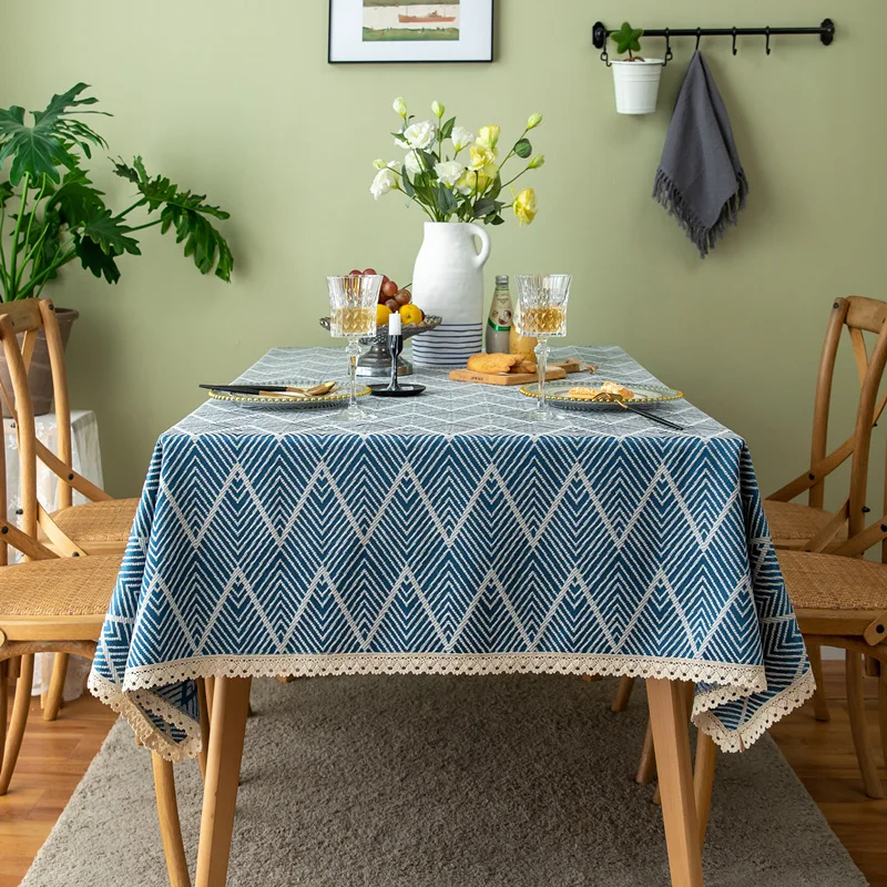 Japanese-style Literary Cotton and Linen Tablecloth Fresh Household Rectangular Dining Tablecloth Nordic Style Desk Photo Modem