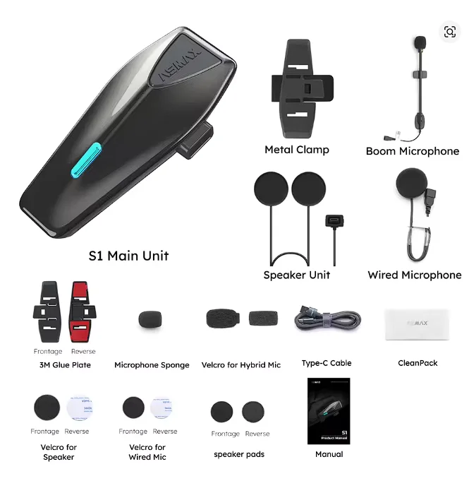 FOR ASMAX S2 Motorcycle Blue  Tooth Headset with Hi-Fi Speakers for ATV/Snowmobile/ view 2