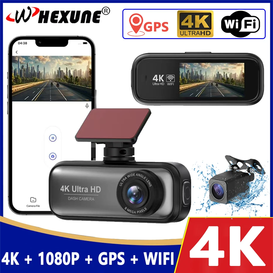 

4K Car Dvr Dual Lens Dash Cam Car Electronic Accessories WIFI GPS Vehicle Camera 1080P Rear View Camera Parking Surveilla