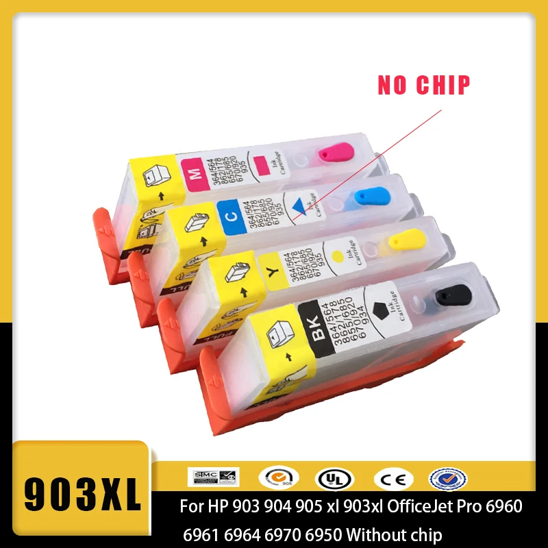 vilaxh 903 Refillable Ink Cartridge Replacement For HP 903 904 905 xl 903xl OfficeJet Pro 6960 6961 6964 6970 6950 Without chip