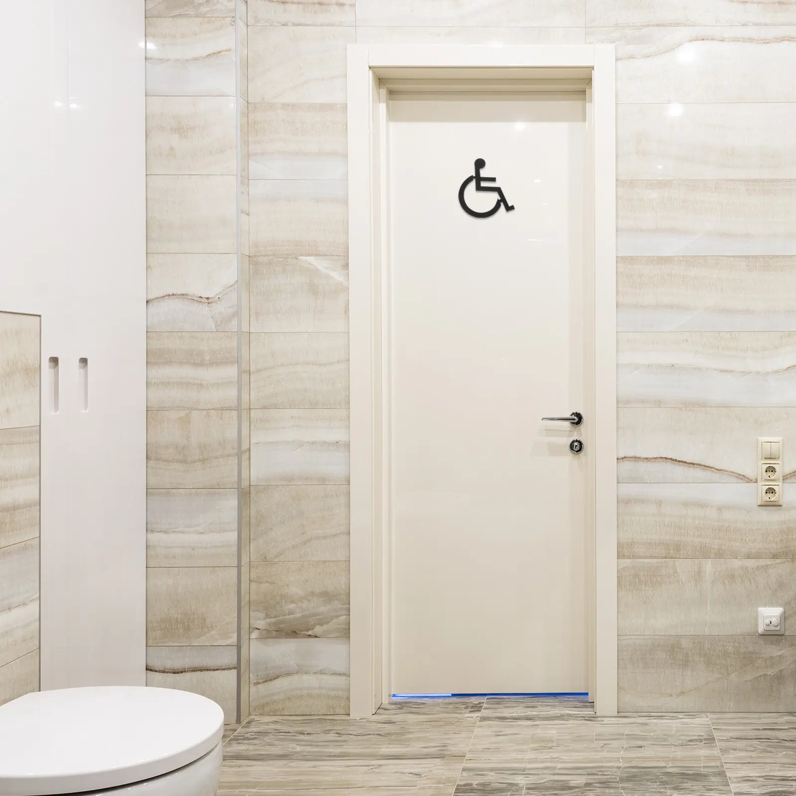 

Heavy Duty Stainless Steel Handicap Restroom Sign Wheelchair Accessible Toilet Label for Business Washroom Wall Mount Easy