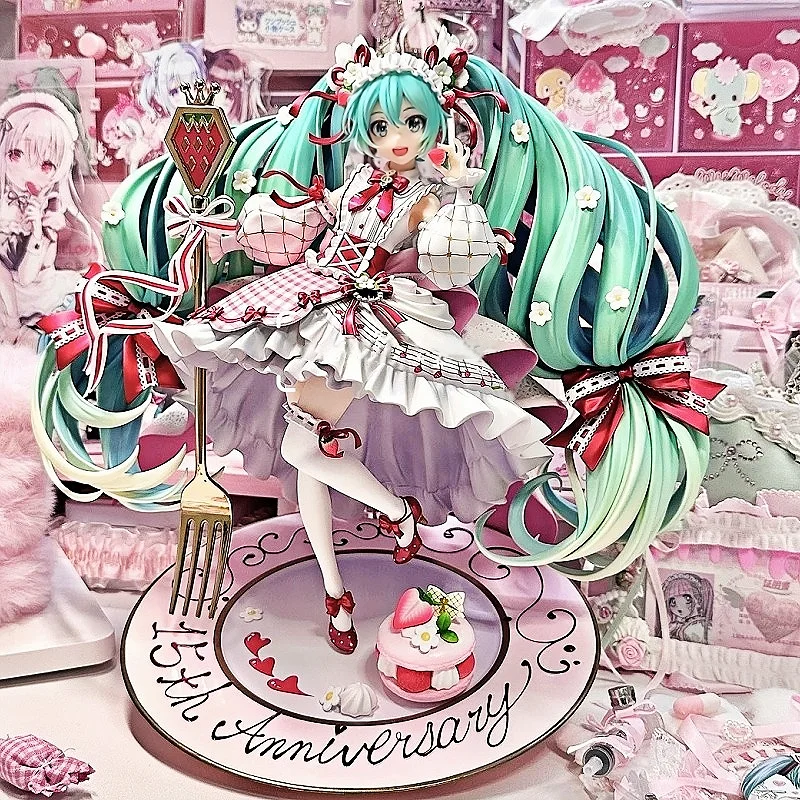 2025 متوفر في المخزون Miku 10th الذكرى عشاق الفراولة اليدوية صندوق أعمى وضع سطح المكتب ديكور لطيف فتاة هدية عيد ميلاد طبق الاصل