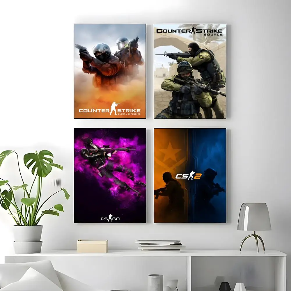 Game Counter Strike Poster Self-adhesive Art Waterproof Paper Sticker Coffee House Bar Room Wall Decor