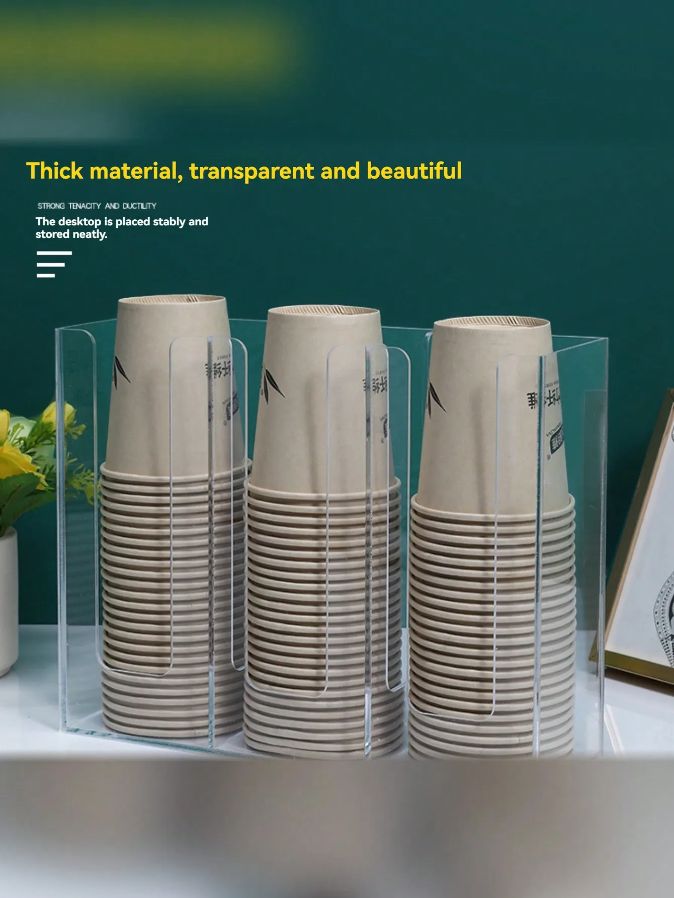 1pc-Holiday Paper Cup Storage Rack, Household Transparent/Black Multi-Specification Desktop Storage Rack, Used In Family Living Room/Kitchen sh2410141523223313