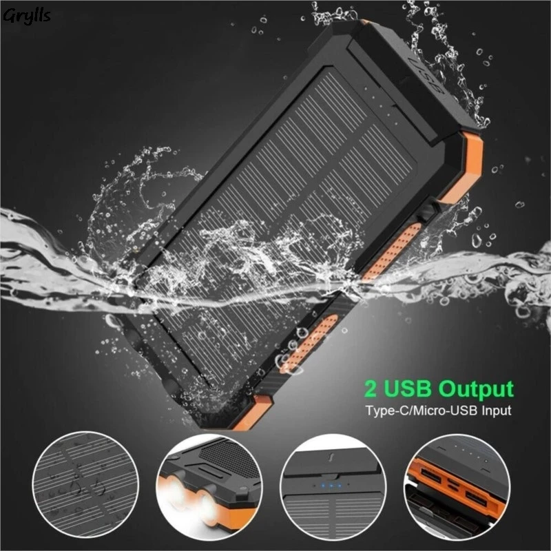 

Grylls Strong Waterproof Solar Mobile Power 20000mah Compass Mobile Phone Solar Charging Treasure Kamp Camping Equipments