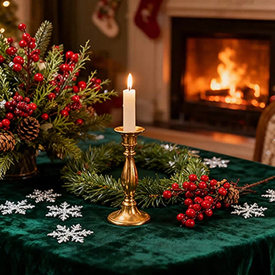 

Artificial Plant Red Fruit Branch Christmas Tree NewYear Home Room Pretty Combination Wreath Outdoor Garden Bonsai Wedding Decor