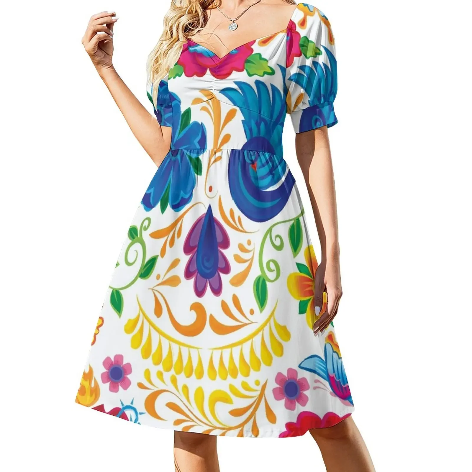 

Dia de los Muertos Short-Sleeved Dress dress party evening elegant luxury celebrity dress women summer