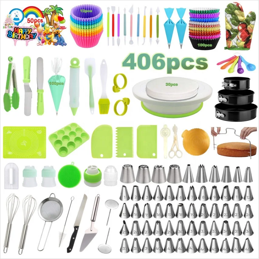 2022 New  Cake Tools Cake Decorating Tools Kit Pastry Baking Fondant Cake Rotating Turntable Baking Supplies