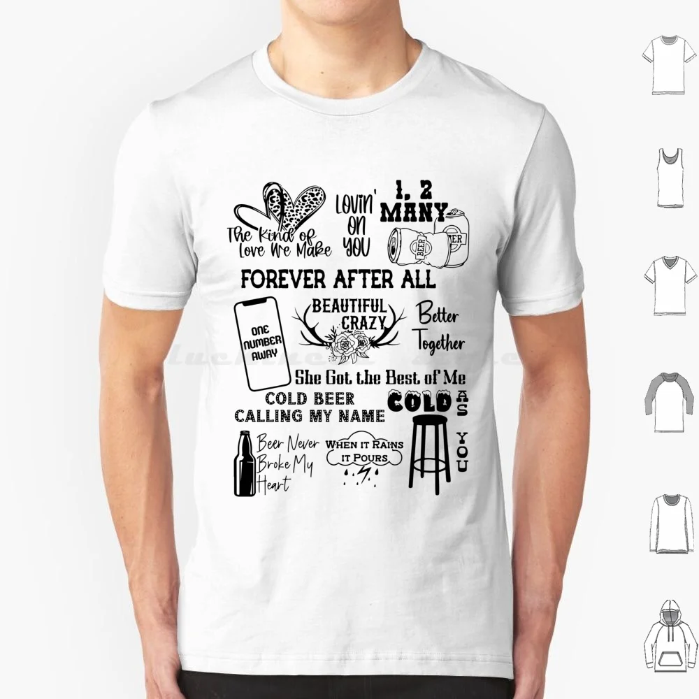 Country Music Can Collage T Shirt Big Size 100% Cotton Luke Combs Luke Combs When It Rains It Pours Country Music Luke Combs