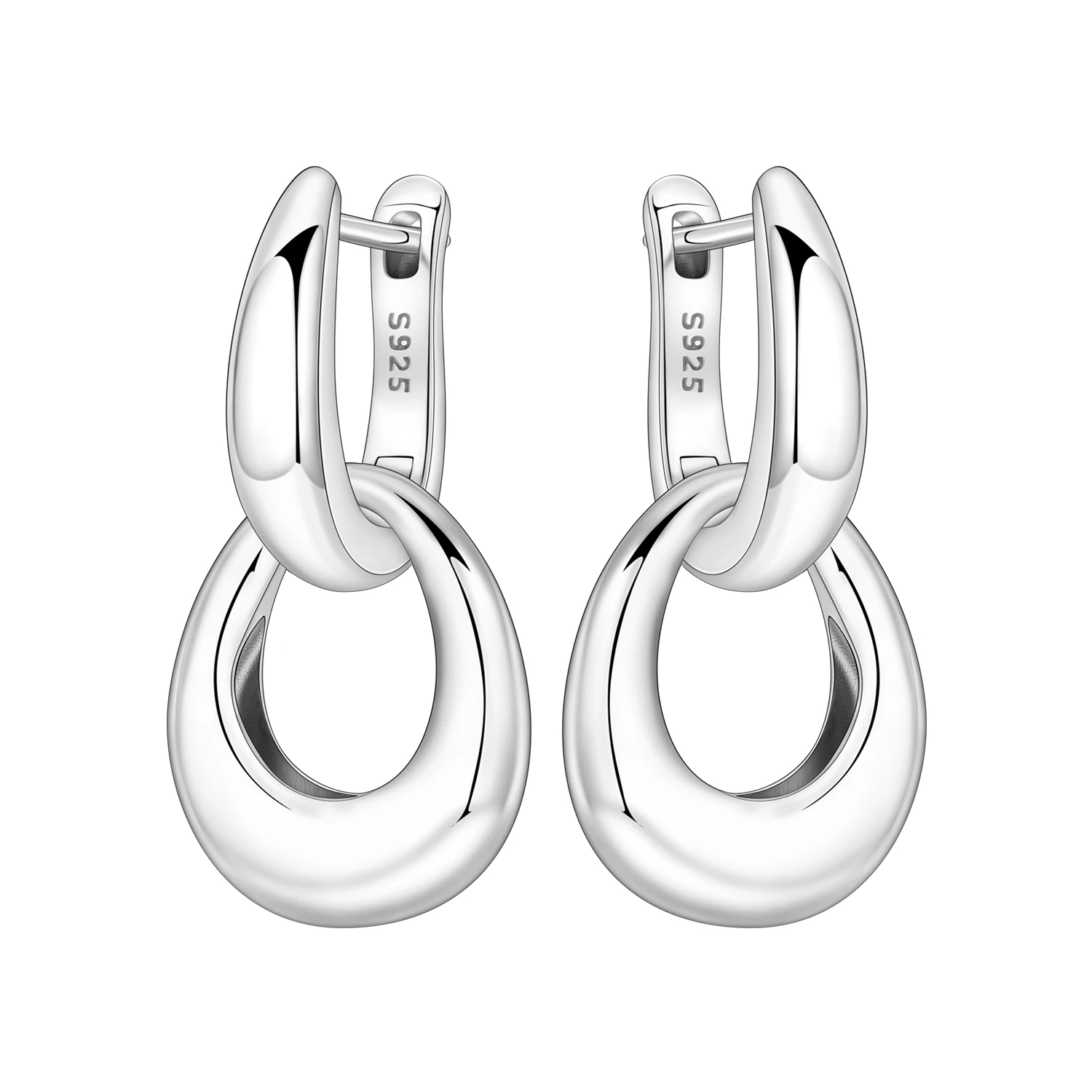 Orstarry 925 Sterling Silver Double Loop Minimalist Drop Earrings Women Earrings Charm Trend Versatile Party Jewelry Gifts