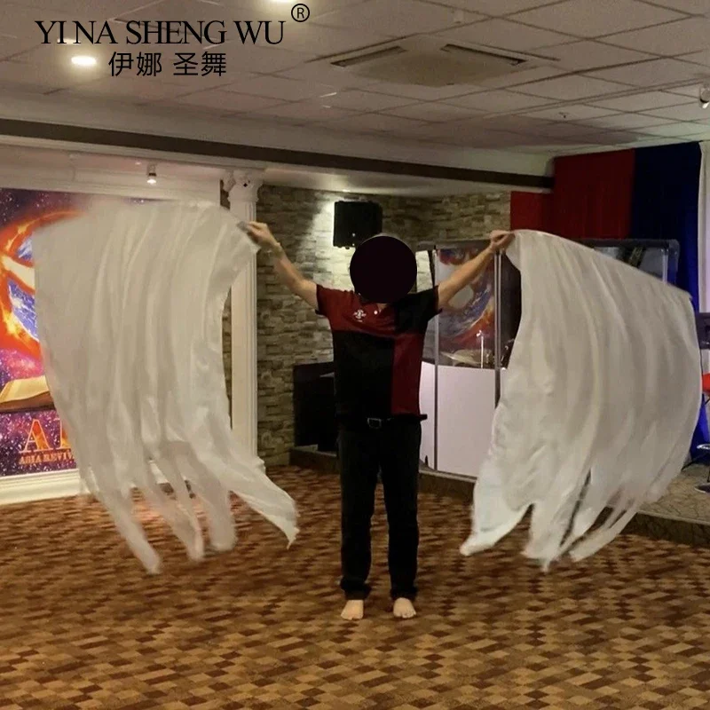 Farbverlauf-Tanzseide-Flagge mit Flexibler Stange, Anpassbare Farben, Tanzzubehör für Frauen, Anbetung und Lobpreis