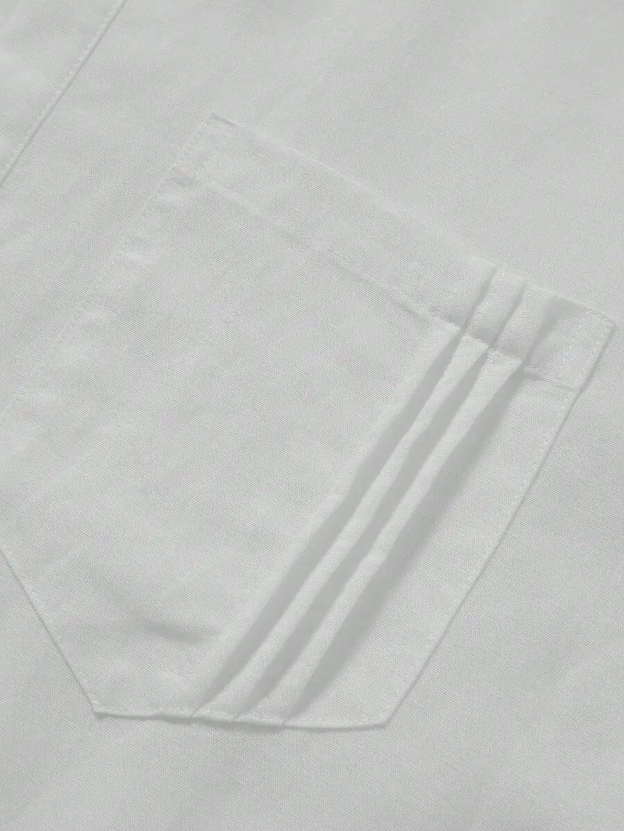 

Mens Cotton Linen Casual 2 Piece Set Mandarin Collar Short Sleeve Shirt With Chest Pocket & Straight Leg Pants