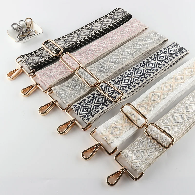 

The new bag band width 5cm simple shoulder strap women's bag accessories retro color contrast can replace the bag belt