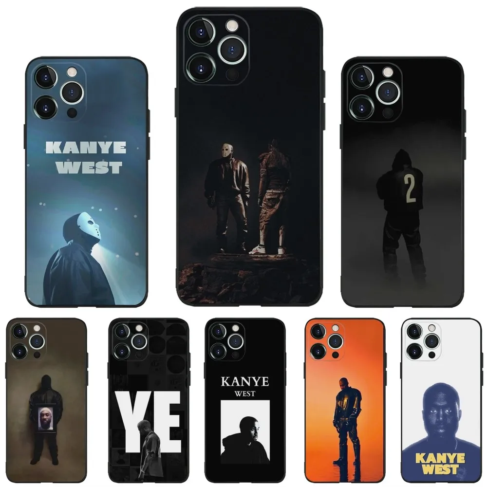 

K-Kanye West Famous Singer Phone Case for Apple iPhone, 13, 14,13,12,11,XS,XR,X,8,7,Pro,Max,Plus, Mini Silicone Cover, Black