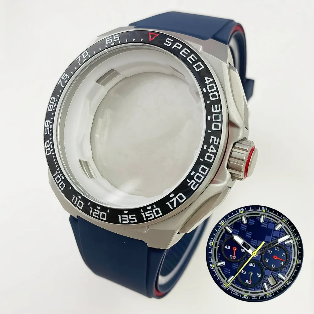 Cassa in acciaio inossidabile da 42 mm, compatibile con il movimento VK63, modello di orologio da uomo è accessori impermeabili con funzione luminosa