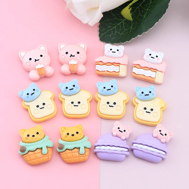 10Pcs Cartoon Hue Food And Play Resin DIY Storage Box Shoes Hat Icebox Barrette Mobile Phone Case Scrapbook Flat Back Patch