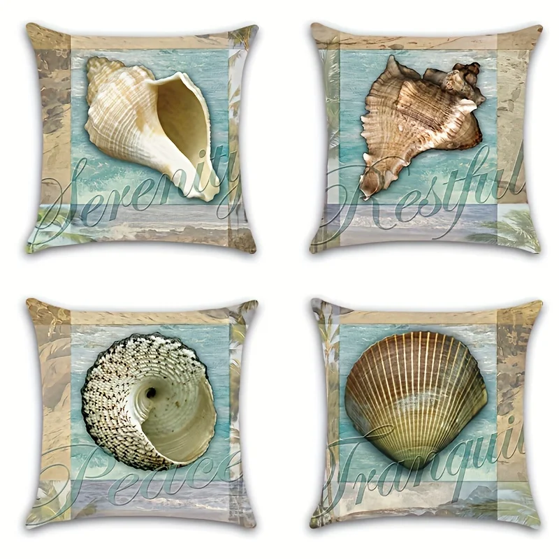 

Linen Pillowcase, Single-sided Conch Pillowcase, for Living Room Bedroom Sofa, No Pillow Padding, 18*18 Inches