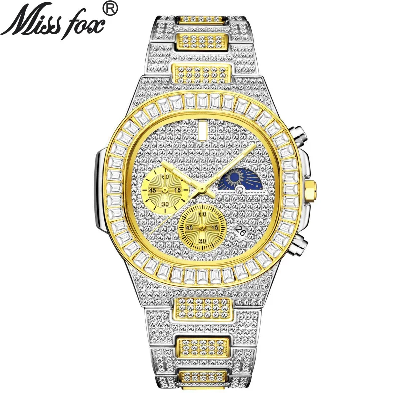 Official brand free shippingEuropean American High-End Fashion Hip Hop Full Diamond Multifunctional Leisure QuartzMen's Watch