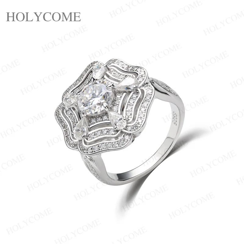 1CT Moissanite Rings and Pendant for Women 925 Sterling Silver for Engagement Wedding Christmas Luxury Fine Jewelry Gift