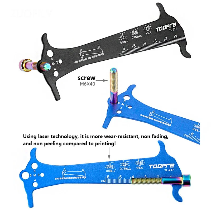 سلسلة دراجات ارتداء مؤشر حاكم أداة إصلاح الفولاذ المقاوم للصدأ الطريق الجبلية دراجة سلسلة قياس مدقق قطر المسمار