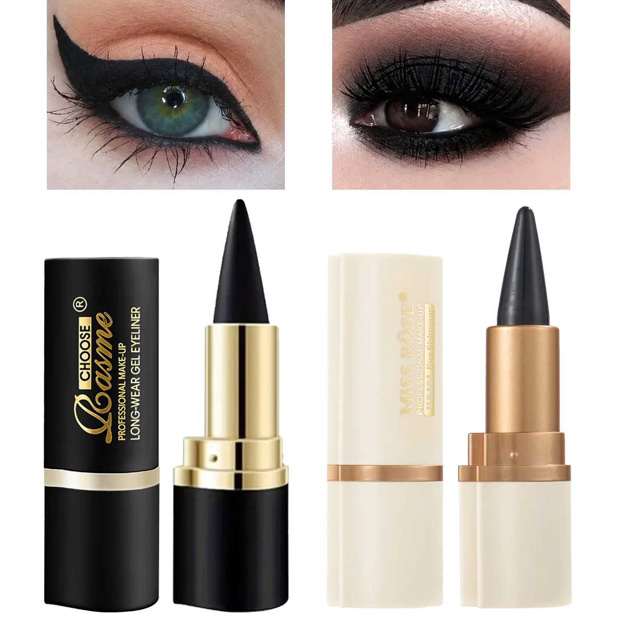 Einziehbarer Gel-Eyeliner-Stift, wasserfest, langlebig, glatt, schwarze Eyeliner-Creme, Make-up-Tool