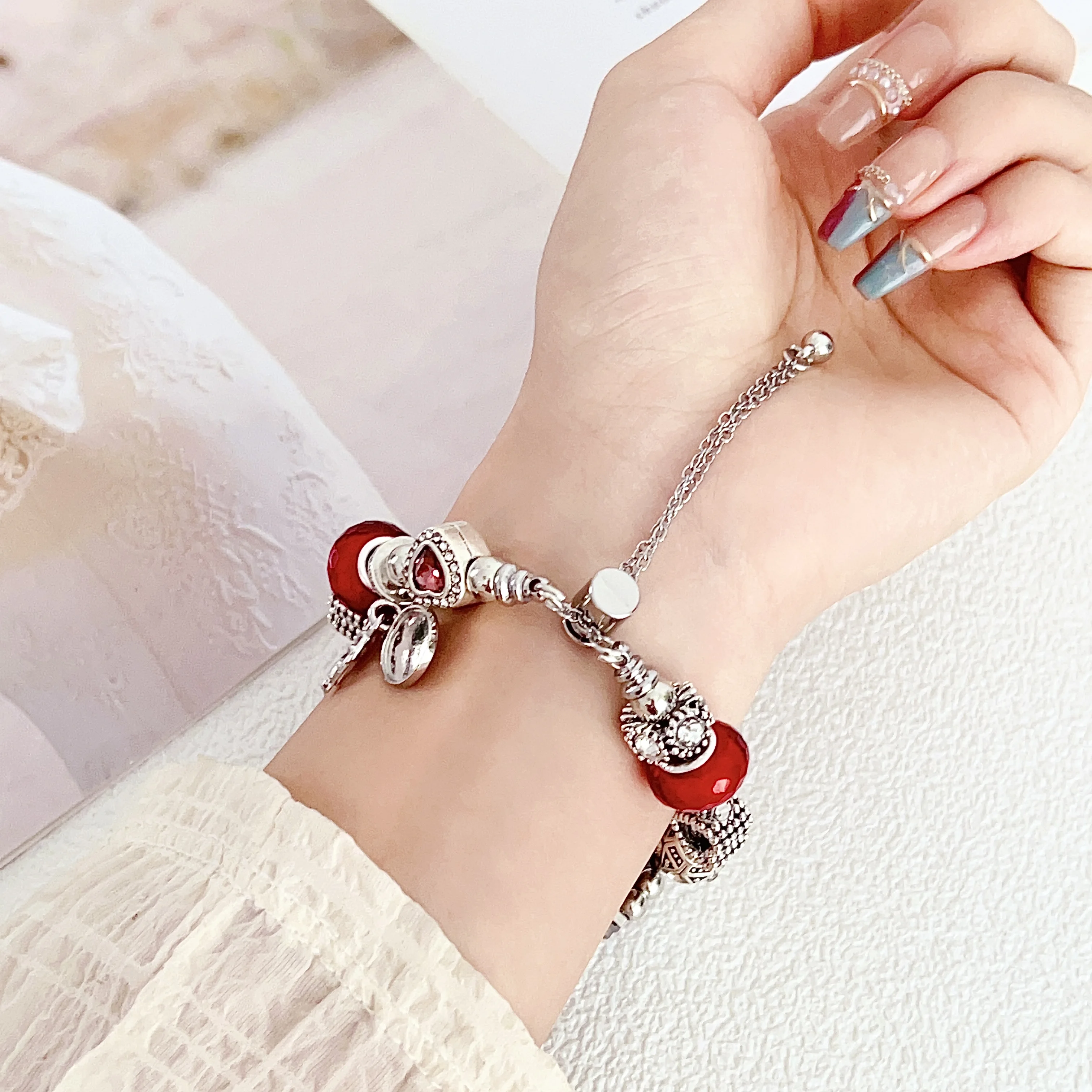 Correa de metal para reloj Samsung, pulsera con cuentas de Pandora, cadena para mujer de 20mm y 22mm, pulsera de concha de flor de amor estético