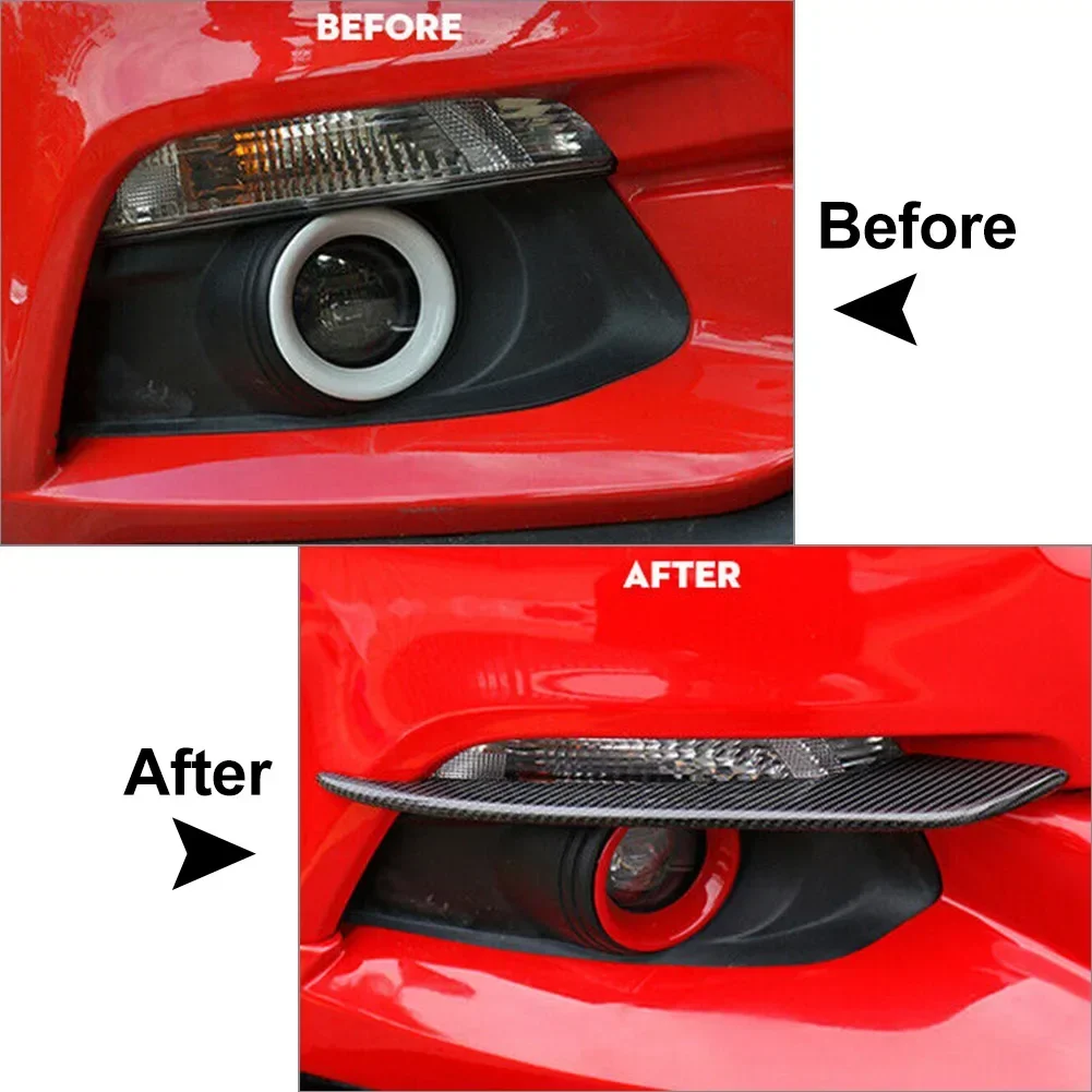 

For Ford Mustang 2015 2016 2017 2Pcs Carbon Fiber ABS Car Front Fog Light Lamp Eyebrow Cover Trim