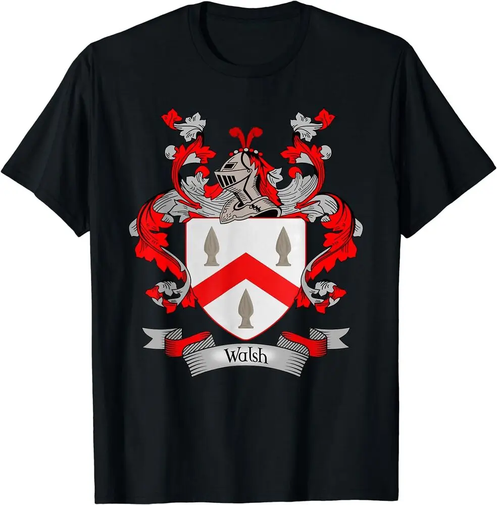 Walsh Coat Of Arms Walsh Surname Family Crest T-ShirtHigh Quality 100%Cotton Short Sleeve