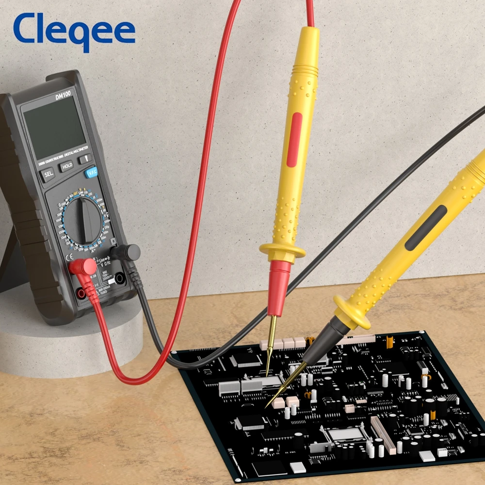 Cleqee P1506 2pcs Professional Digital Multimeter Probe Test Leads 1000V 10A Universal Needle Tip Multi Meter Tester Pen Cable