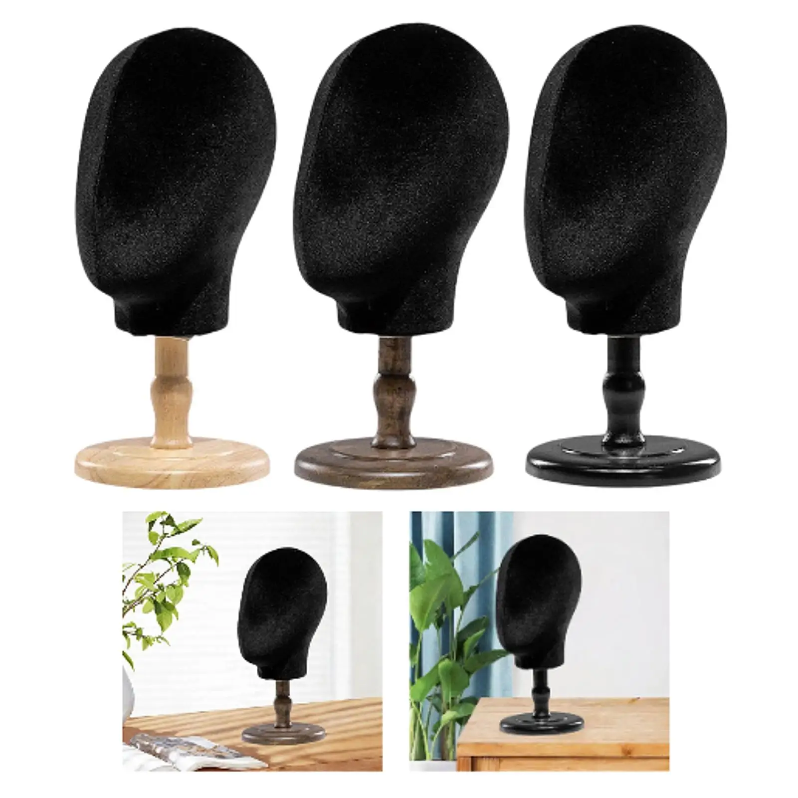 Wig Holder Desktop Decor Hat Storage Hairdresser Training Stable Home Salon Stylist Hat Display Wooden Base Display Rack for Wig