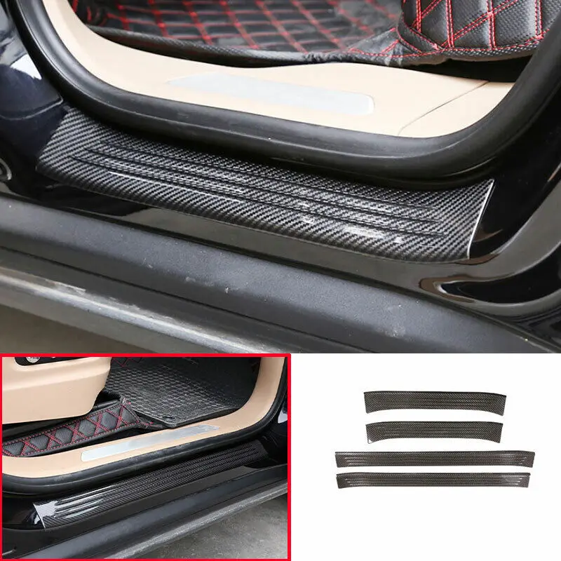 

Real Dry Carbon Fiber Car Outer Door Sill Guard Scuff Plate Trim Cover For Porsche Cayenne 2018 -2023