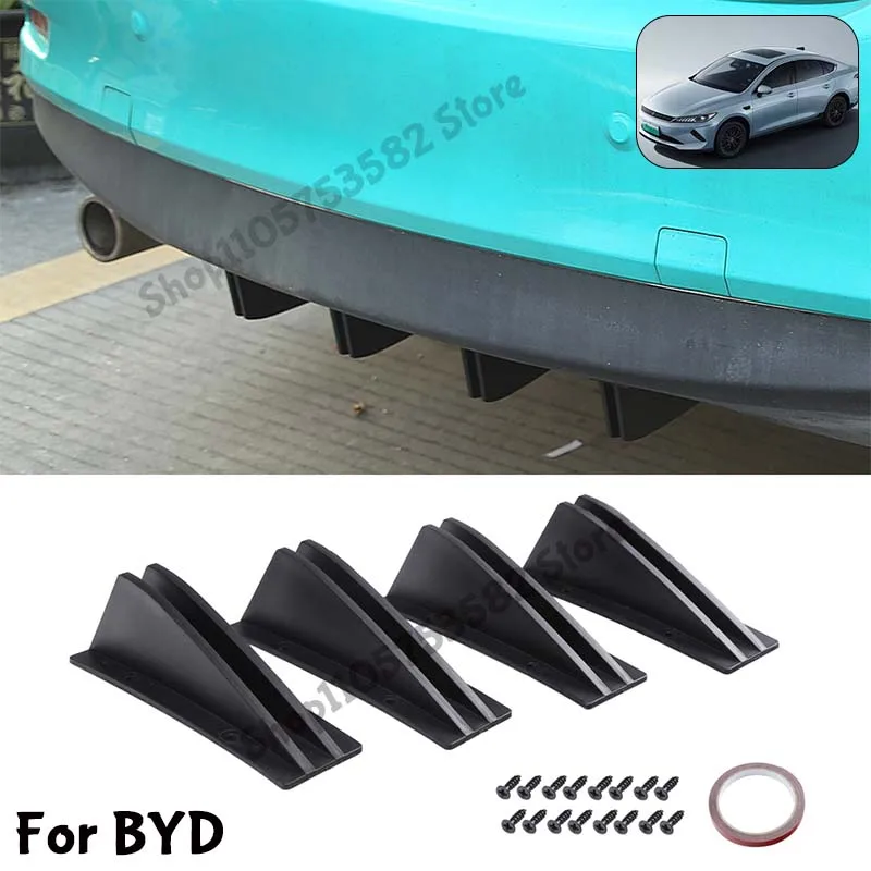 For BYD Rear Bumper Shark Fin Diffuser Carbon Fiber Lip Spoiler Airflow Anti-Collision Protector