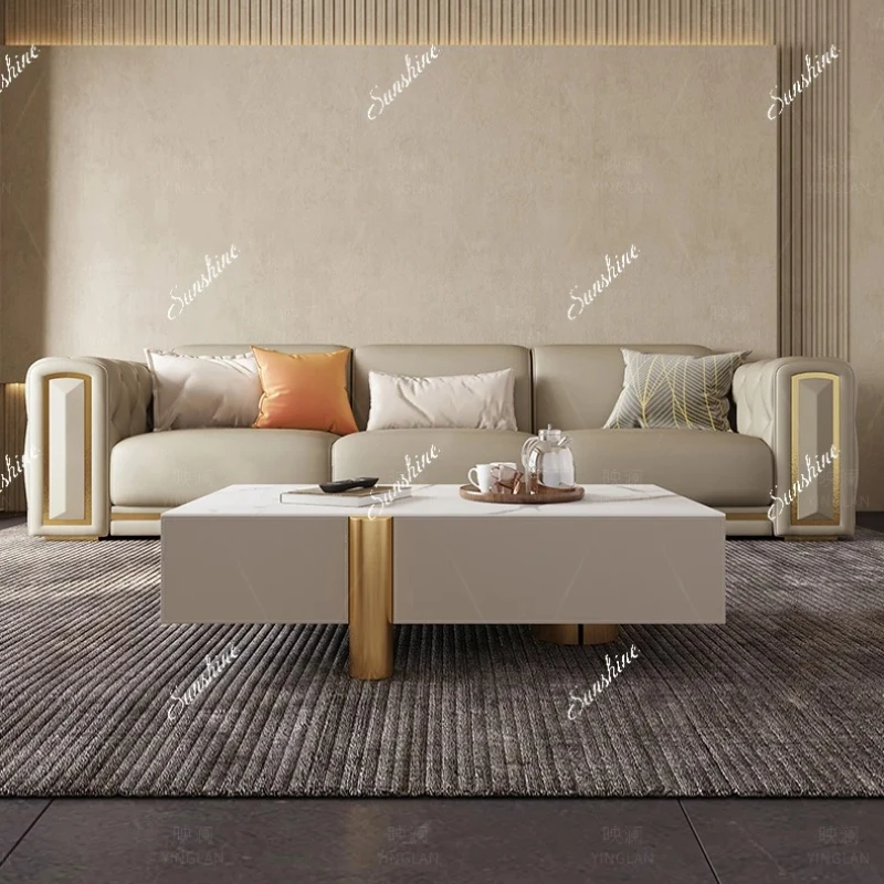 

Modern simple living room bedroom small apartment saddle leather rock slab floor cabinet