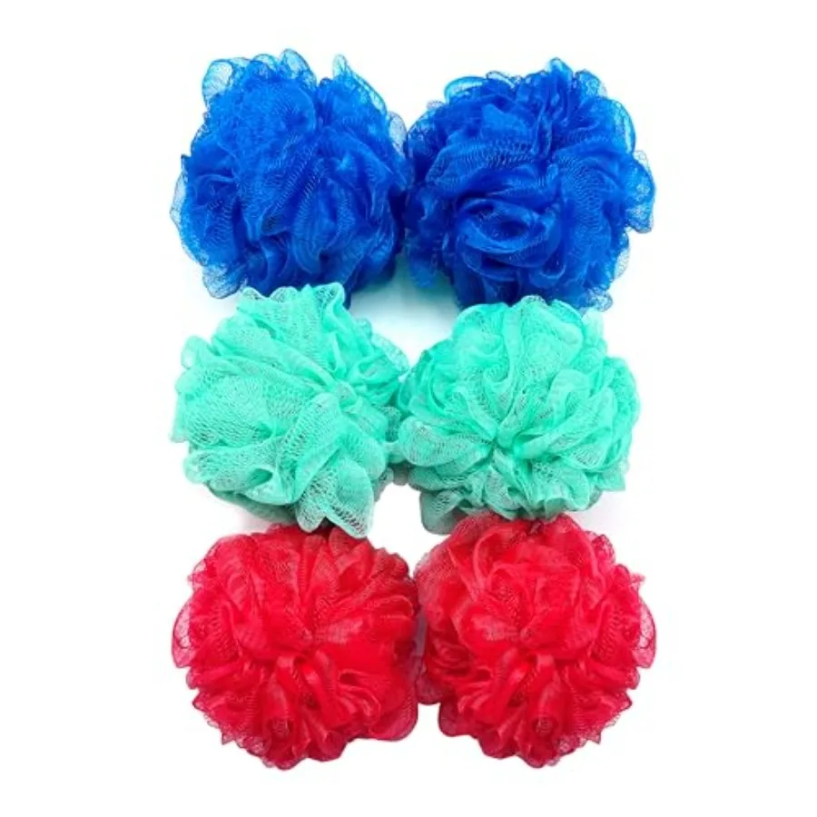 ชุดใยบวบอาบน้ำหลากสีสำหรับขัดผิวอย่างอ่อนโยนและทำความสะอาด แพ็ค 6 ชิ้น สำหรับใช้ในห้องน้ำทุกวัน เหมาะสำหรับผิว