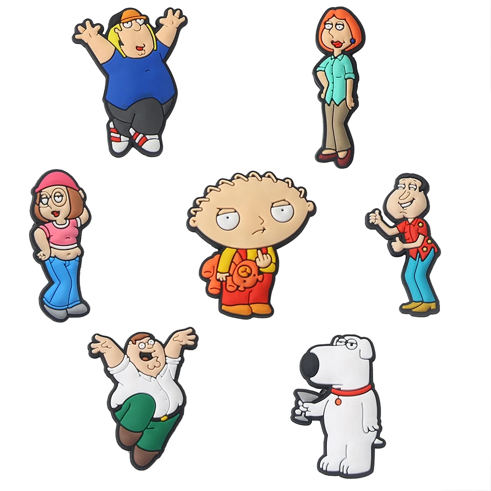 1-7pcs Family boys Cartoon Shoe Charms Accessories Children Shoe Decorations Fit Wristband Classic Clog Charms Party Present image 2